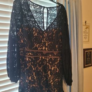 Plus Size Black Long Sleeve Lace City Chic Dress